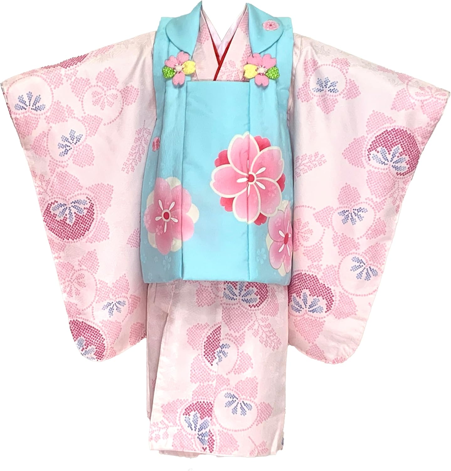 七五三着物セット7歳 絵羽柄水色ピンク三色ぼかし染め着物 楽天市場】七五三 着物 7歳 女の子 着物フルセット 絵羽柄 水色ピンク